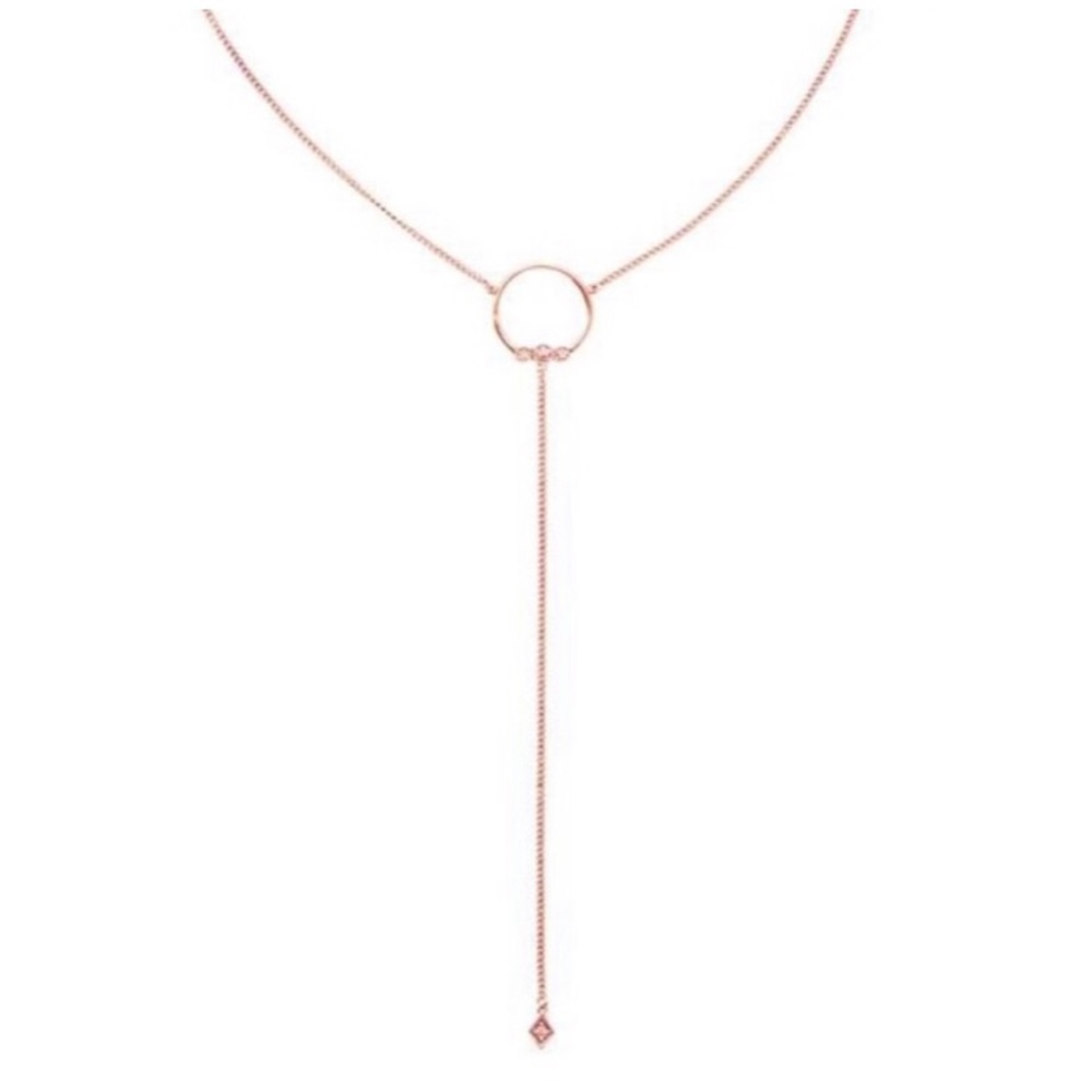 Matching rose gold ear crawler earring and long necklace